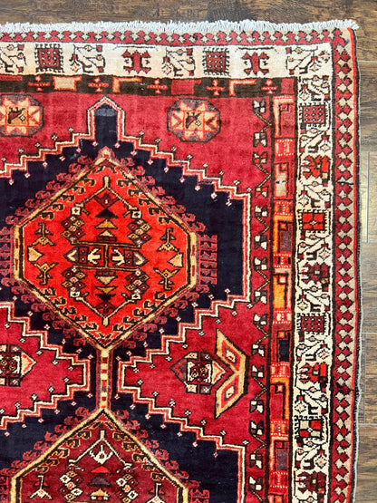 Persian Heriz Runner Rug Handmade Wool Medallion Geometric Red Antique Vintage Hand Knotted