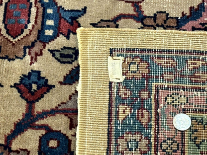 Rare Antique Persian Samarkand Rug 10x15 Camel And Cyan Allover Pattern