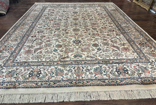 Karastan Rug 738 Tabriz Design Wool Pile Vintage Ivory Floral Carpet 8.8 x 10.6