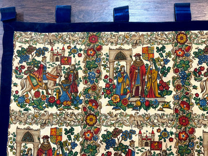 Medieval Tapestry Vintage European Cotton Wall Hanging 4x4 Hand Printed