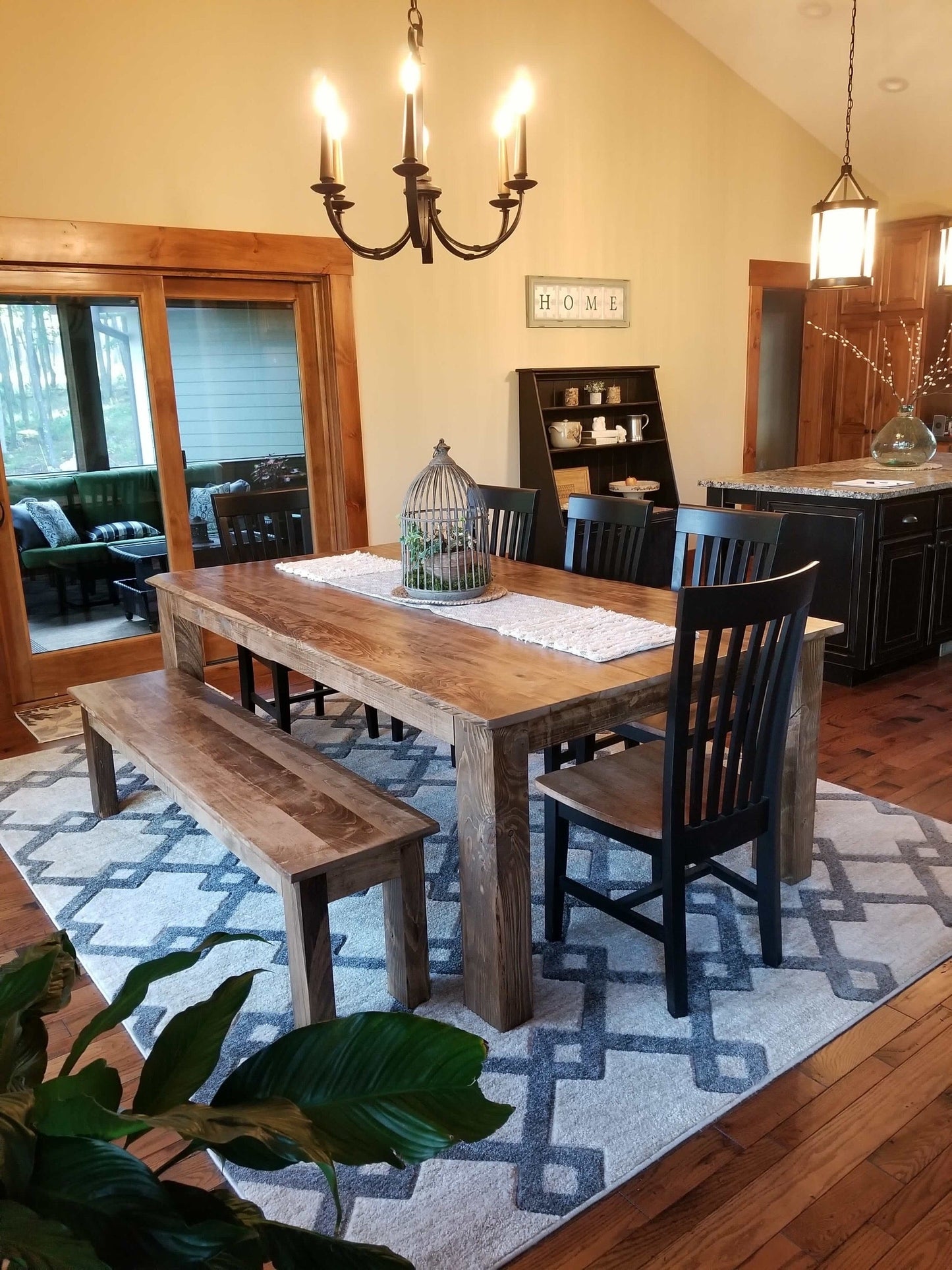 Farmhouse Post Leg Bench For Sliding Between Table Legs With Custom Length