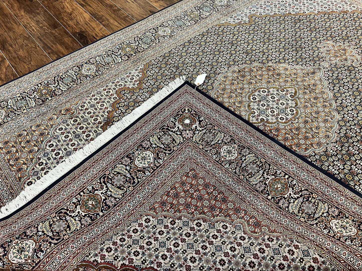 Persian Tabriz Rug 7x10 Handmade Wool Herati Mahi Pattern Vintage