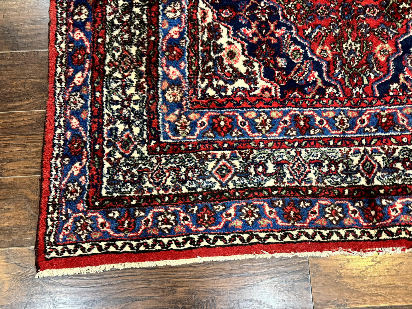 Persian Tribal Rug 6x11 Red Blue Ivory Antique Carpet Hamadan Dargazin Hand Knotted