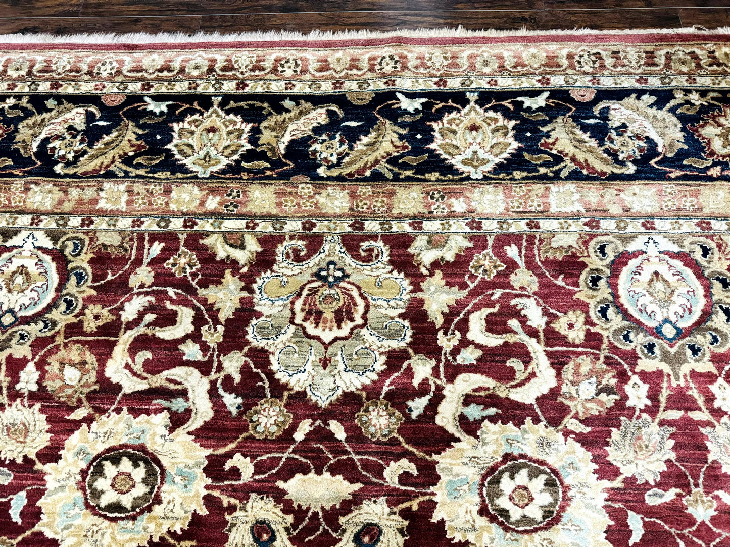 Agra Rug Palace Sized Indian Wool Hand Knotted Floral Carpet 12x17