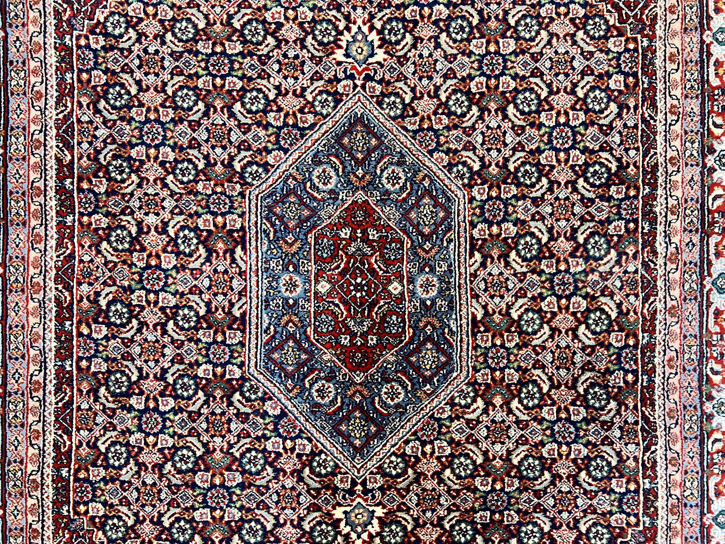 Indo Persian Rug 7x10 Hand Knotted Wool Bidjar Vintage Oriental Carpet Herati Pattern