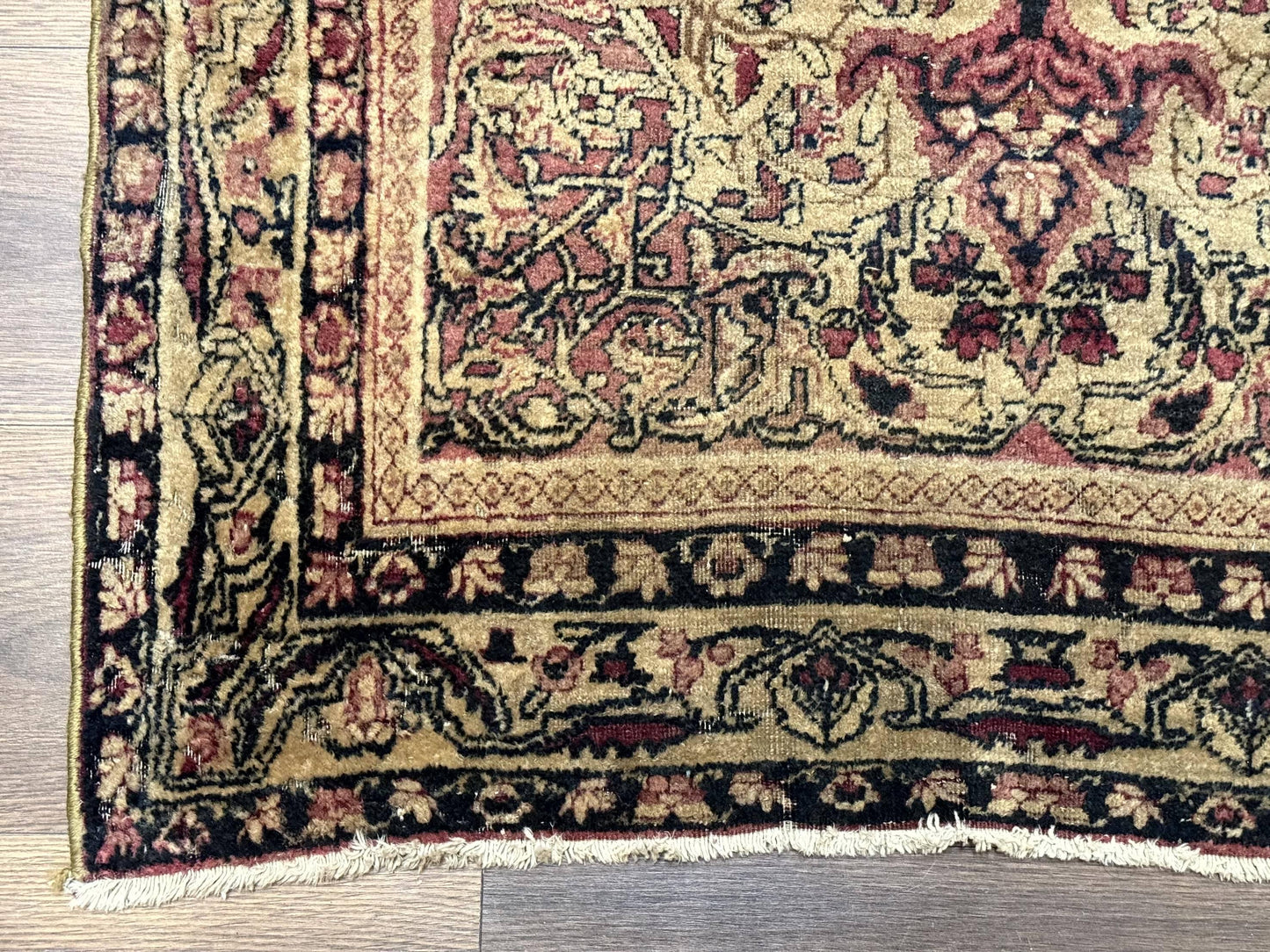 Antique Persian Lavar Rug 3x5 Hand Knotted Wool Kerman Carpet