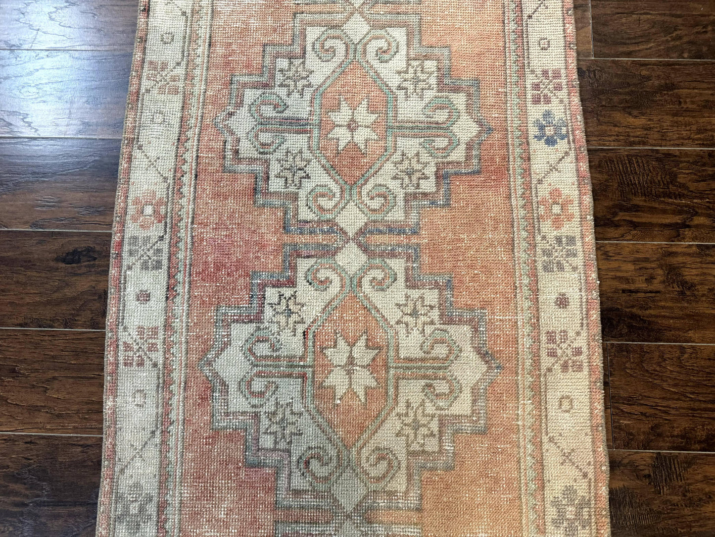 Antique Turkish Runner Rug Three By Nine Point Six Handmade Wool Geometric Vintage Farmhouse Style