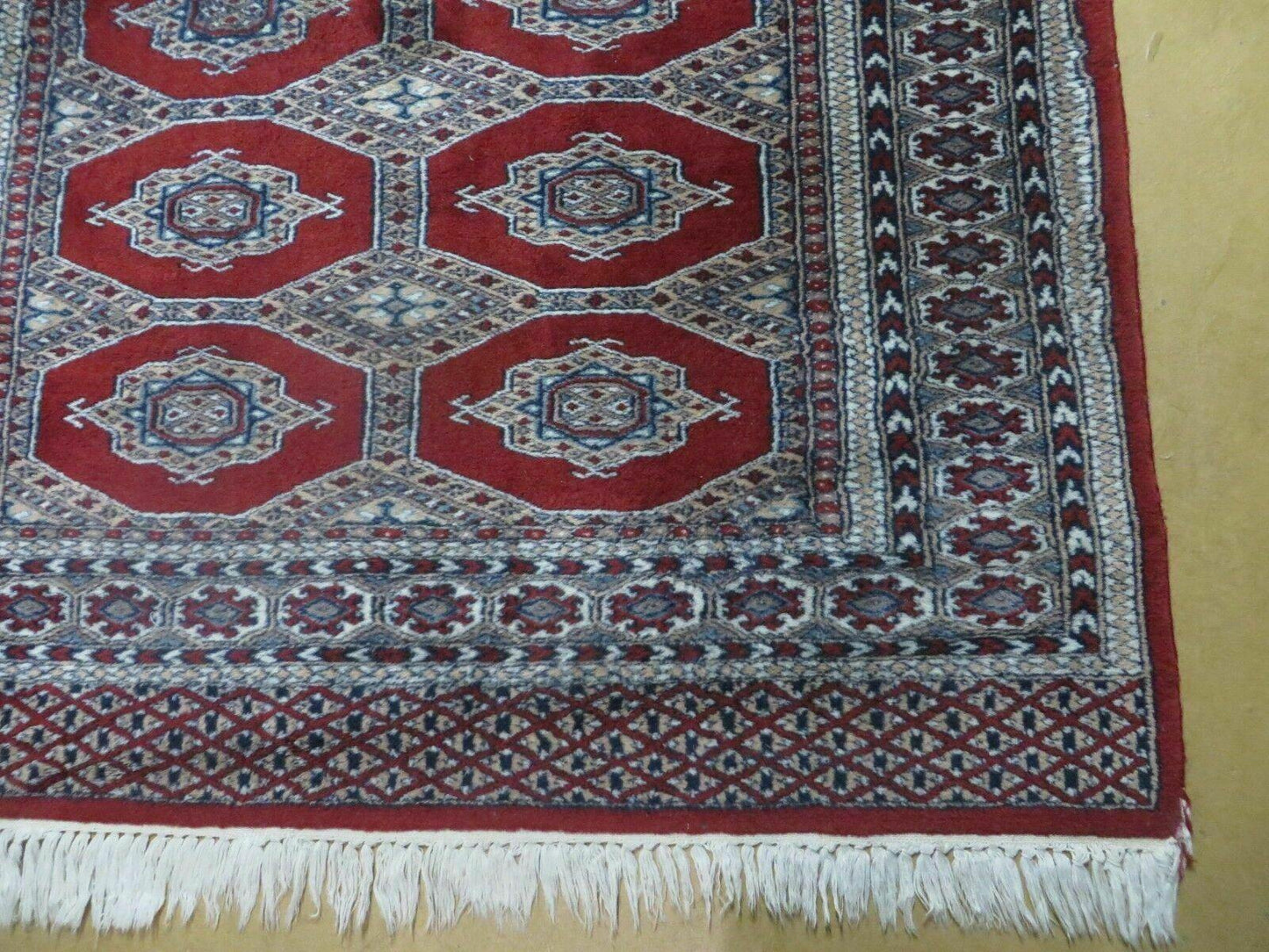 Vintage Turkoman Bokhara Wool Rug 4x6 Handmade Pakistan Fine Weave