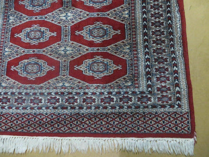 Vintage Turkoman Bokhara Wool Rug 4x6 Handmade Pakistan Fine Weave