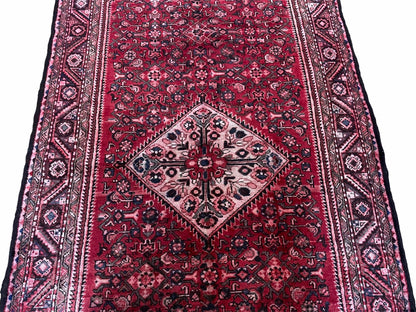 Antique Handmade Wool Tribal Rug Runner 5.5 by 10 Red Corridor All Over