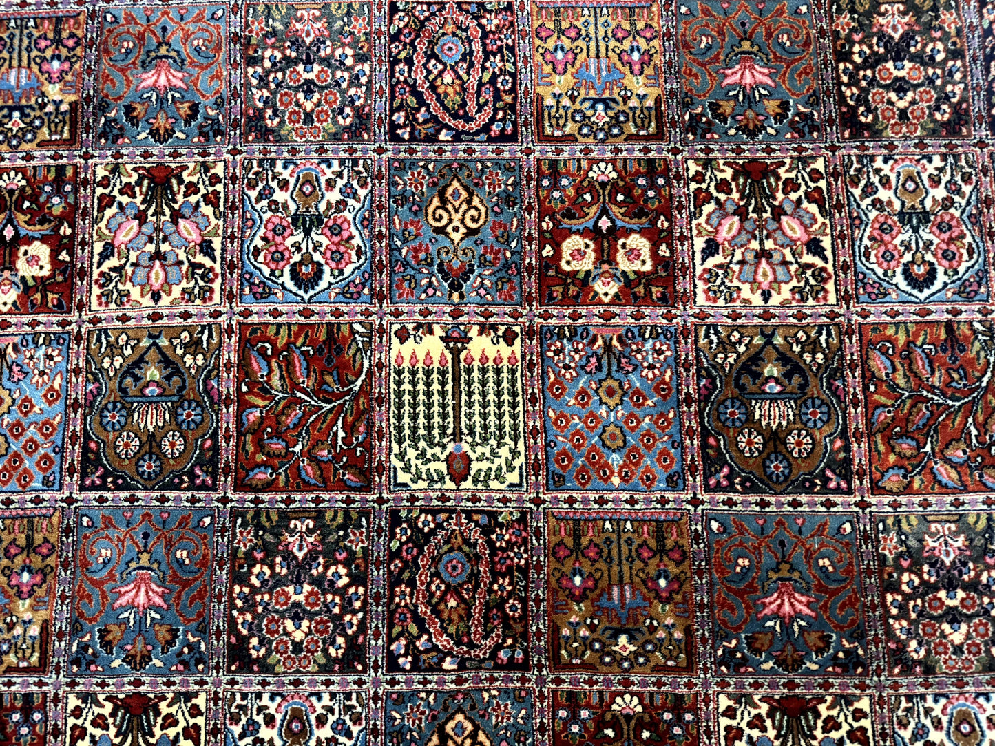 Persian Qum Rug 10x13 Panel Design Signed Red Multicolor 260 KPSI