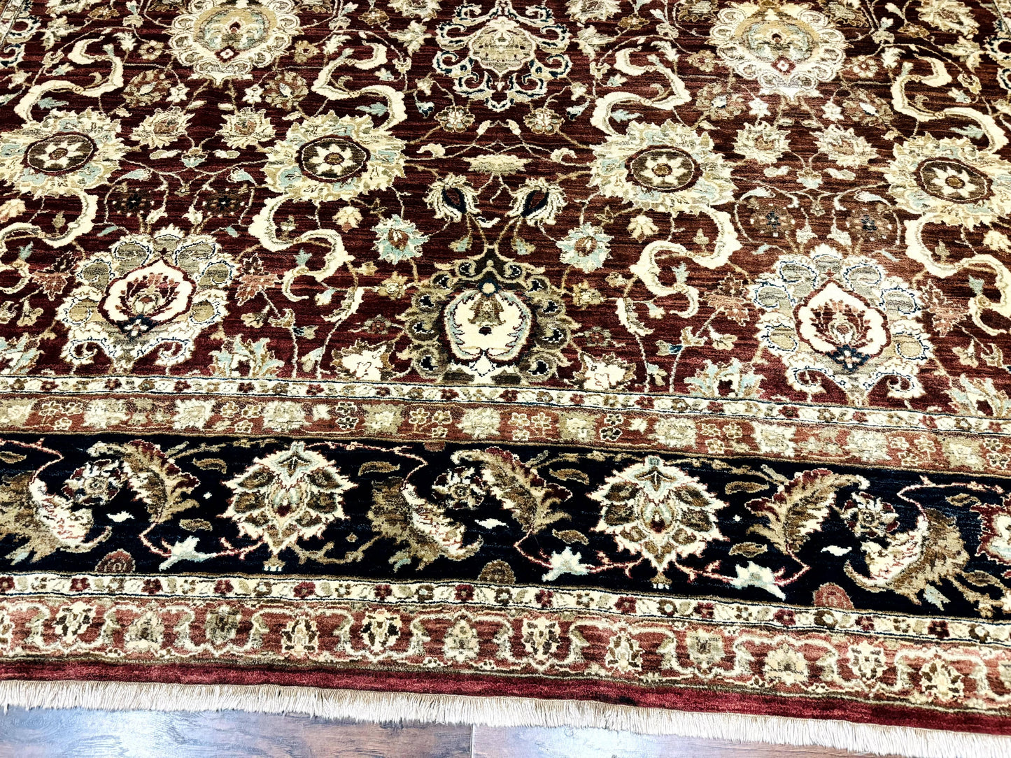Agra Rug Palace Sized Indian Wool Hand Knotted Floral Carpet 12x17