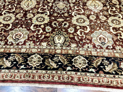Agra Rug Palace Sized Indian Wool Hand Knotted Floral Carpet 12x17