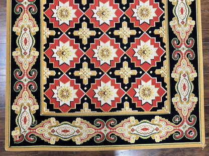 Runner Rug 4x19 Wool Panel Design Hallway Carpet Vintage European Style