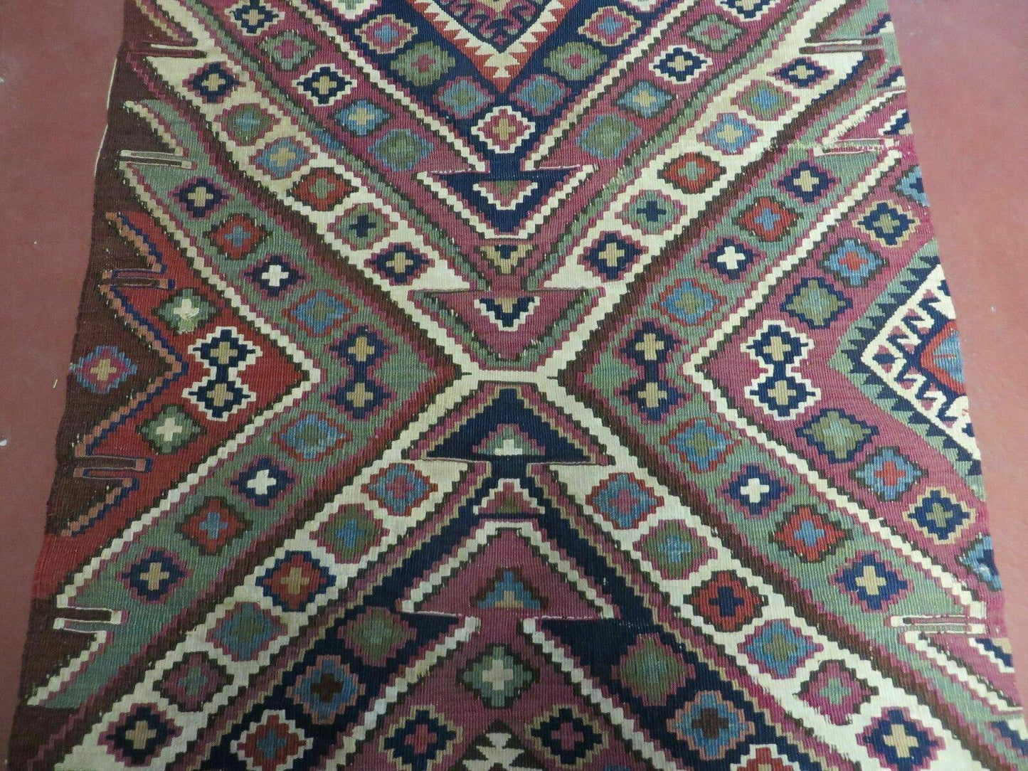 Antique Handmade Kilim Shirvan Caucasian Bagface Rug 25x52 Inches Wool