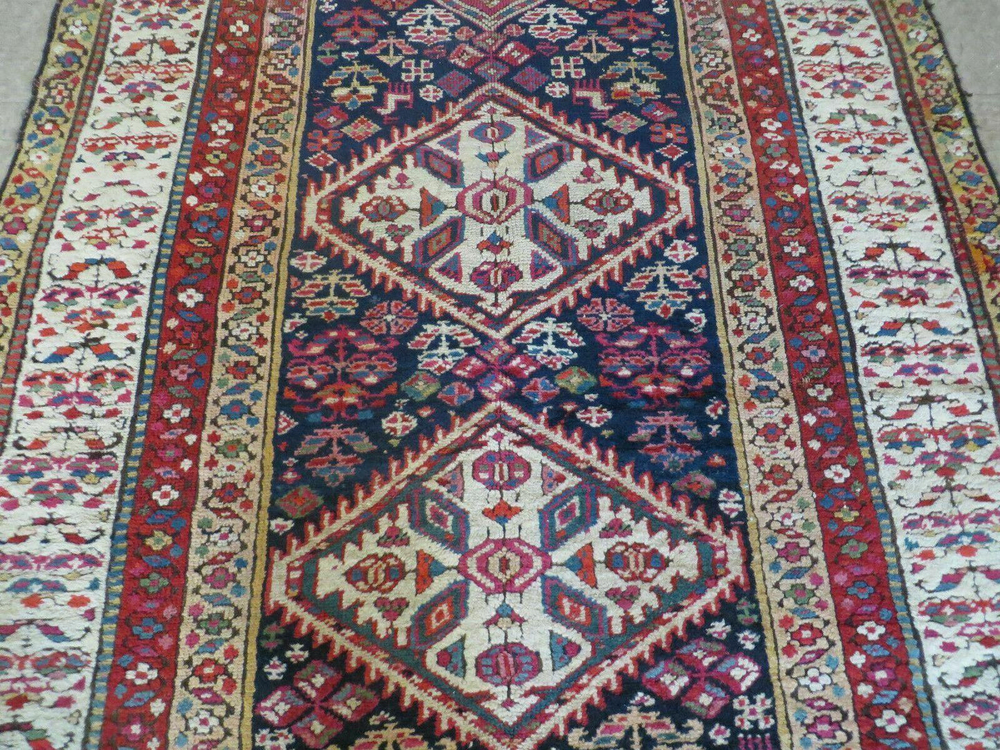 Antique Turkish Anatolian Wool Runner Rug 4x11 Handmade Kalegy