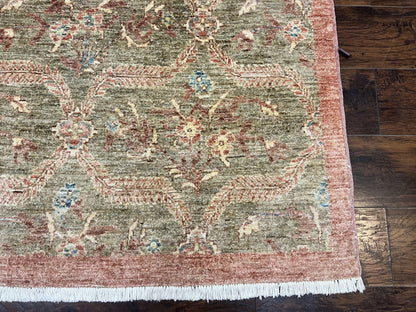 Peshawar Rug 9x12 Hand Knotted Handmade Wool Carpet Floral Light Green Modern
