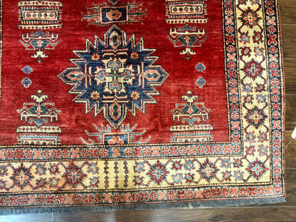 Turkish Rug Square 6x6 Handmade Azerbaijani Wool Geometric Carpet