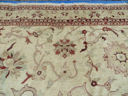 Vintage Hand Knotted Indian Wool Rug 10x14 Agra Vegetable Dyes Mahal Sultanabad Design
