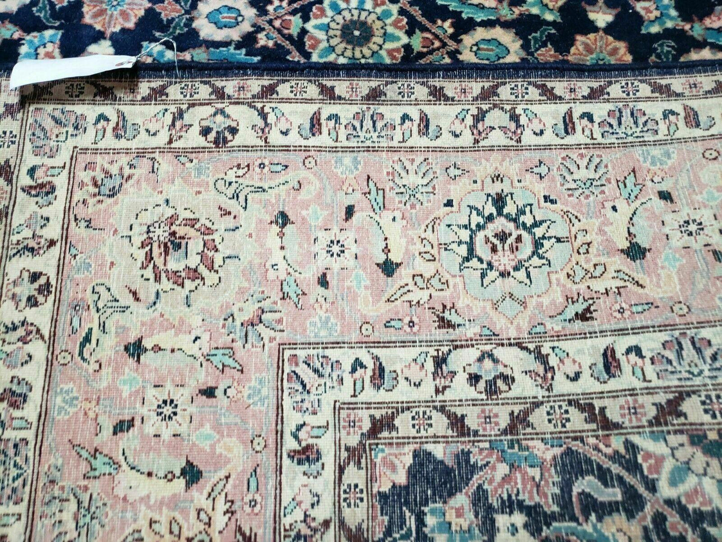 Handmade Wool Rug Floral Oriental Blue 73 Inch Square Carpet