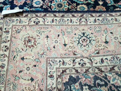 Handmade Wool Rug Floral Oriental Blue 73 Inch Square Carpet