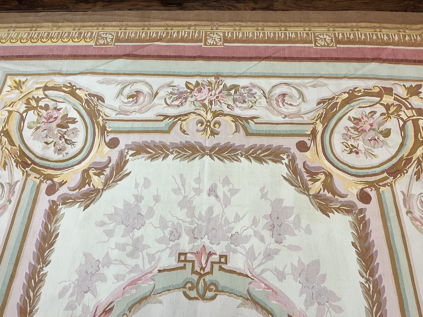 Premium Aubusson Rug 11x15 Wool Handmade Vintage European Flatweave Savonnerie Carpet