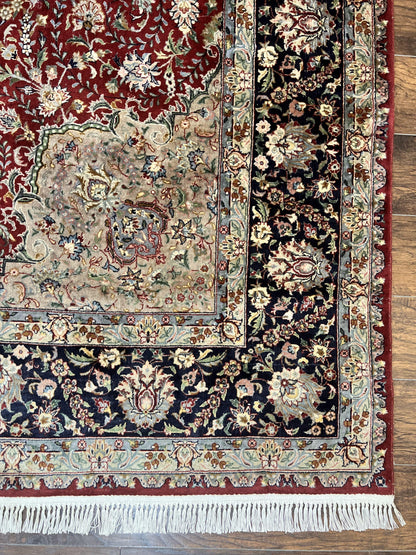 Persian Rug 8x10 Hand Knotted Wool Vintage Carpet Dome Medallion Floral Design