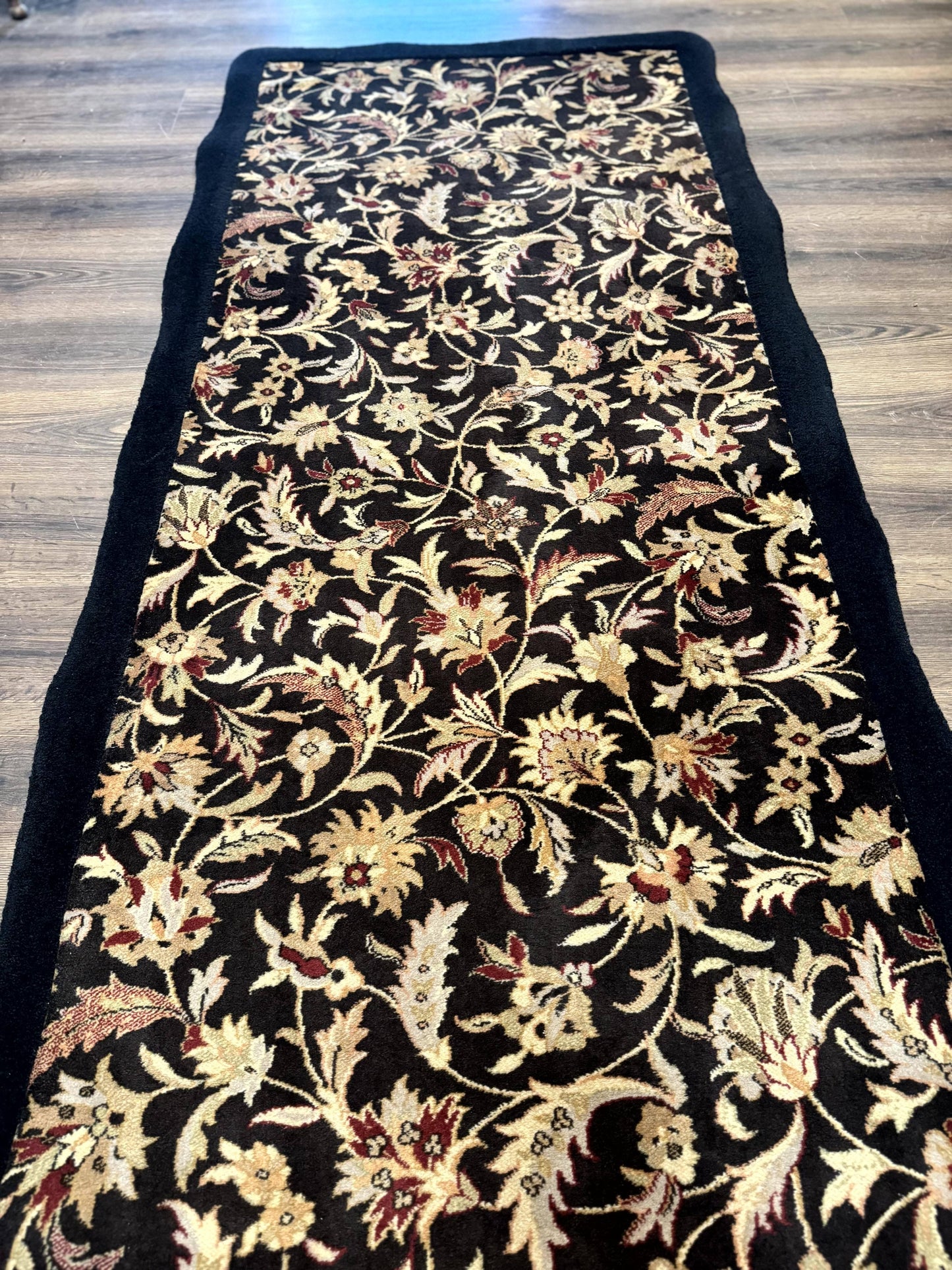 Floral Runner Rug Vintage Wool Hallway Decor 3 x 17 Feet Long