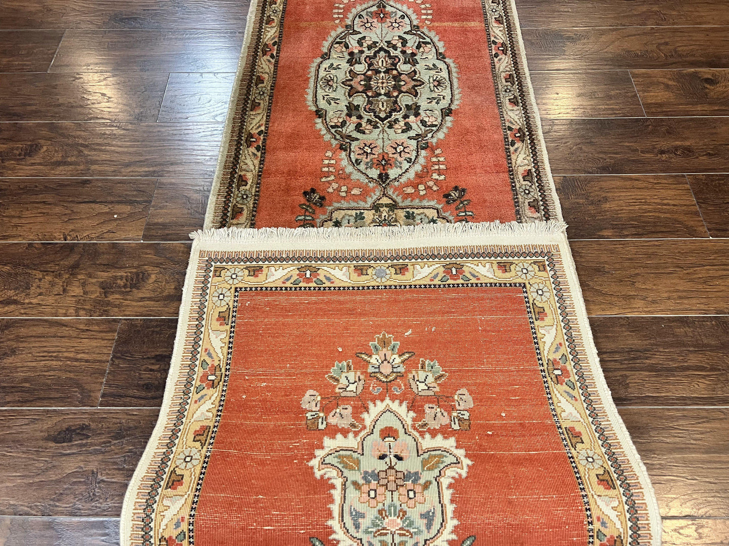 Persian Tabriz Runner Rug 3x12 Hand Knotted Wool Oriental Hallway Carpet