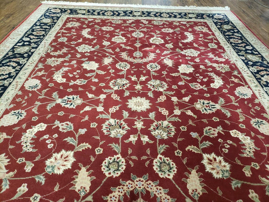 Vintage Oriental Floral Handmade Wool Rug 6x9 Red Vegetable Dyes