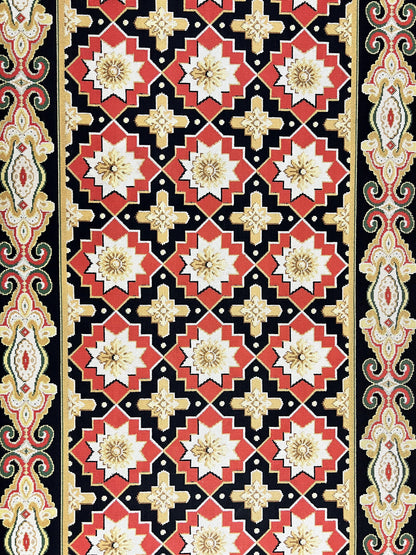 Runner Rug 4x19 Wool Panel Design Hallway Carpet Vintage European Style