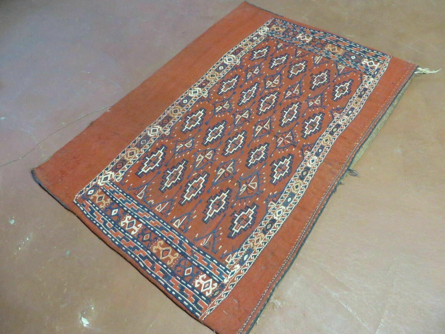 Antique Yamud Turkoman Handmade Rug Pillow Cover Diamond Flat Weave 32x44