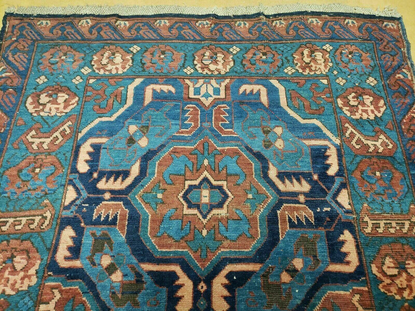 Caucasian Seychor Rug Handmade Wool Carpet Vintage Antique 1900 Organic Dye