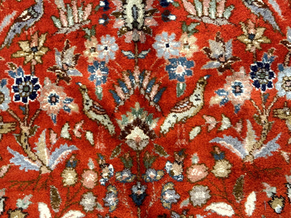 Persian Tabriz Rug 6x10 Burnt Orange Floral Deer