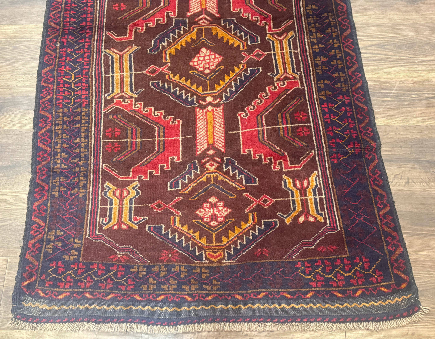 Afghan Rug Balouch Hand Knotted Wool Tribal Carpet 3x7 Maroon Navy New