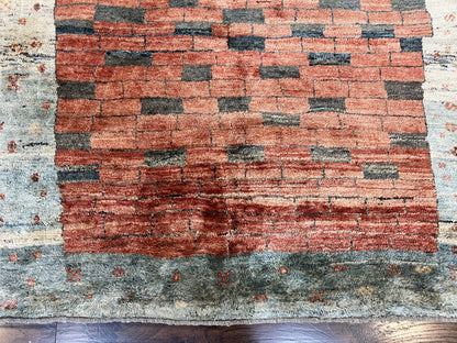 Persian Gabbeh Rug 6x8 Ft Handwoven Wool Tribal Area Rug For Home Decor