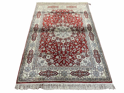 Vintage Handmade Chinese Silk Rug 4x6 Hand Knotted Oriental Silk 400 KPSI