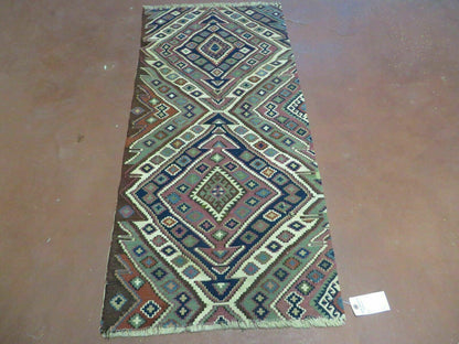 Antique Handmade Kilim Shirvan Caucasian Bagface Rug 25x52 Inches Wool