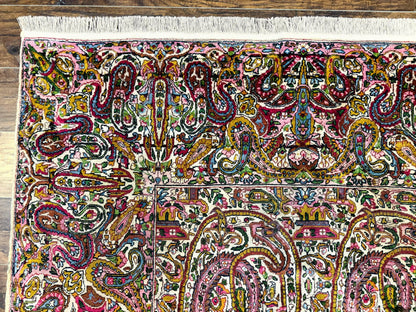 Persian Kerman Rug Lavar Antique 9x12 Rare Boteh Paisley Design Handwoven
