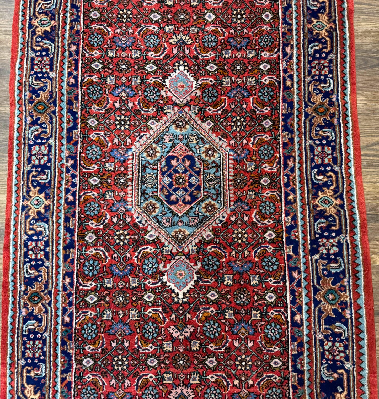 Indo Persian Bidjar Runner Rug 3 x 18.6 Wool Long Oriental Carpet
