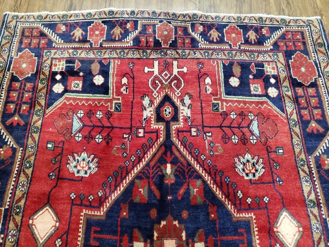 Antique Persian Rug Hand Knotted Zanjan Nahavand Heriz Wool 5x9 Handcrafted