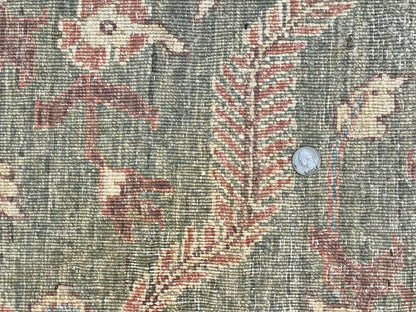 Peshawar Rug 9x12 Hand Knotted Handmade Wool Carpet Floral Light Green Modern