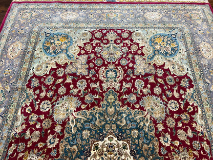 Persian Tabriz Rug 5x7 Handmade With Kork Wool Silk Foundation Ultra Fine 70 Raj KPSI Floral Medallion