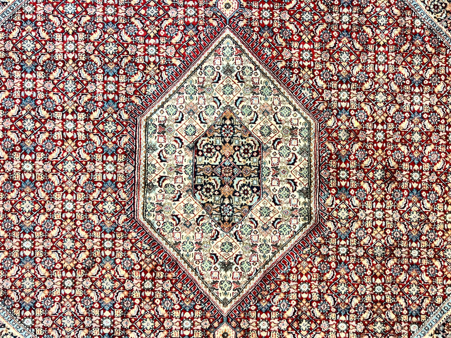Bidjar Rug Square 10x10 Indo Persian Handmade Wool Carpet Red Vintage