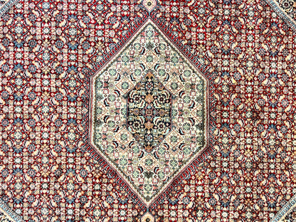 Bidjar Rug Square 10x10 Indo Persian Handmade Wool Carpet Red Vintage