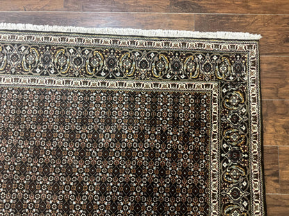 Persian Tabriz Rug 5x7 Black Allover Pattern Handknotted Wool