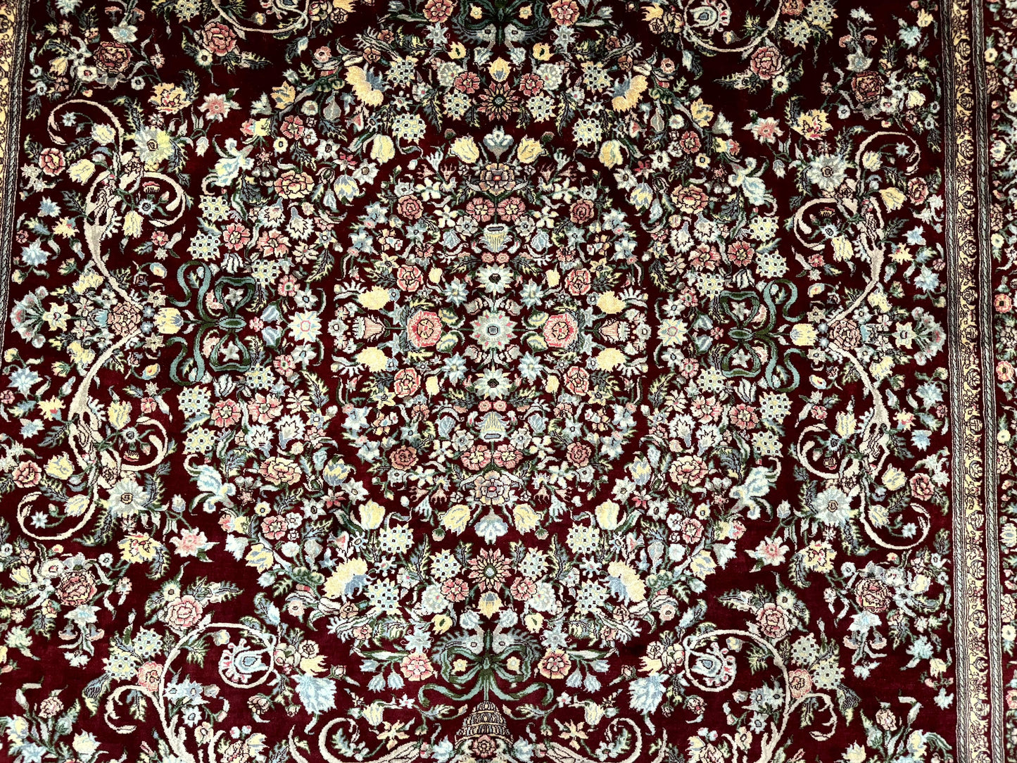 Persian Rug Burgundy 8x10 Hand Knotted Wool Floral Pak Carpet