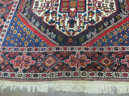 Vintage Turkish Tribal Wool Rug Medallion Hand Made 4x5 Size