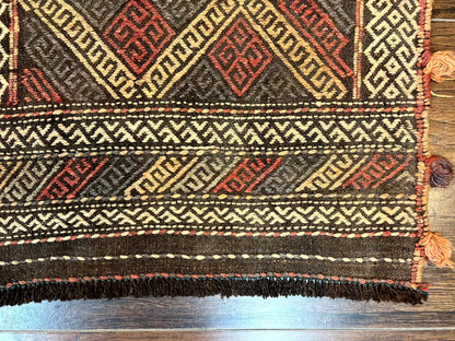 Tribal Runner Rug 2x8 Wool Handwoven Vintage Pakistani Turkoman Runner