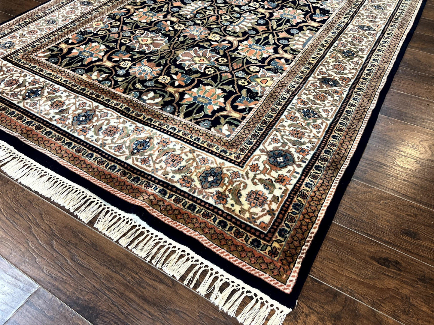 Indo Persian Bidjar Rug 6x10 Vintage Handmade Wool Carpet Allover Pattern